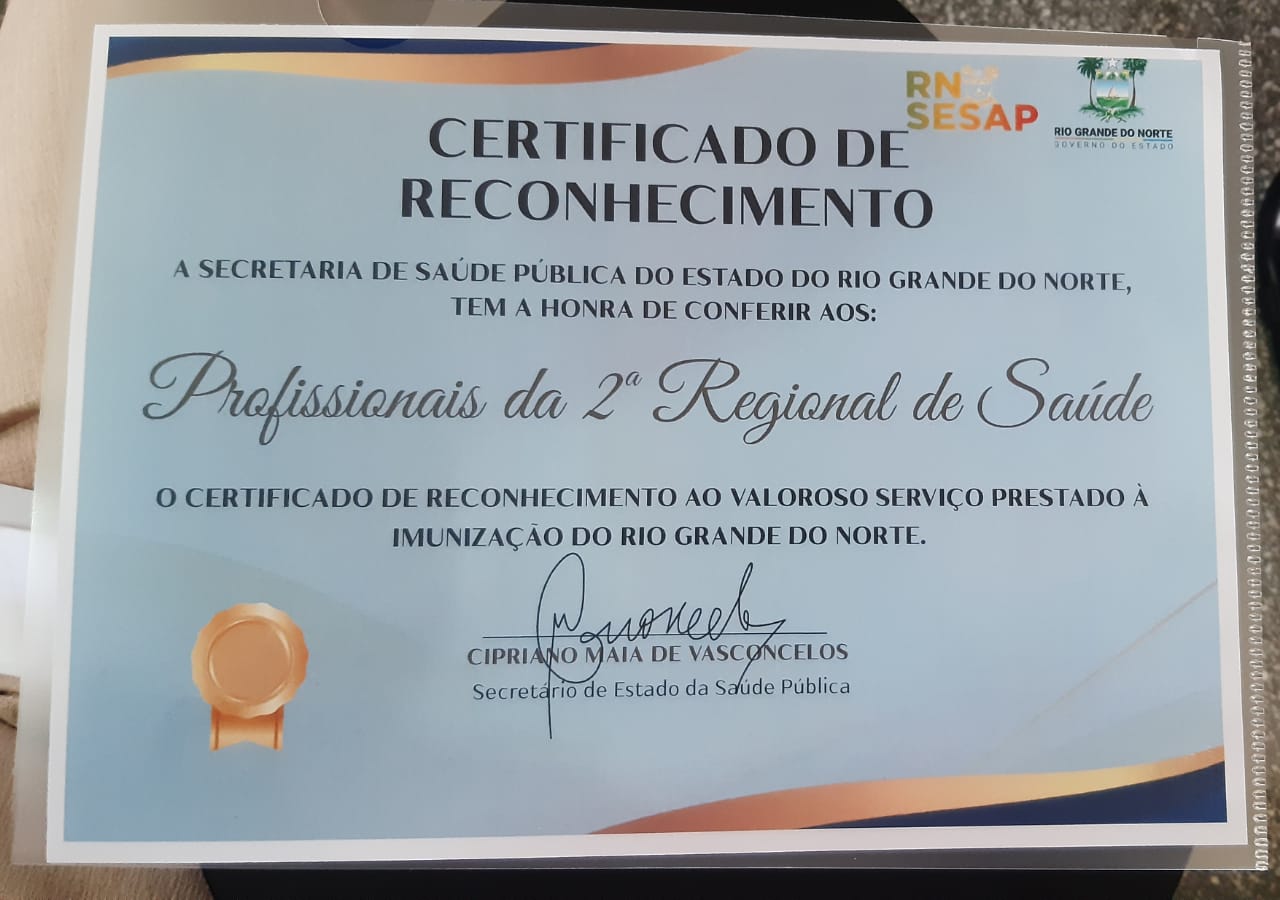 Programa de Imunizações da II Ursap recebe Certificado de Reconhecimento da Sesap